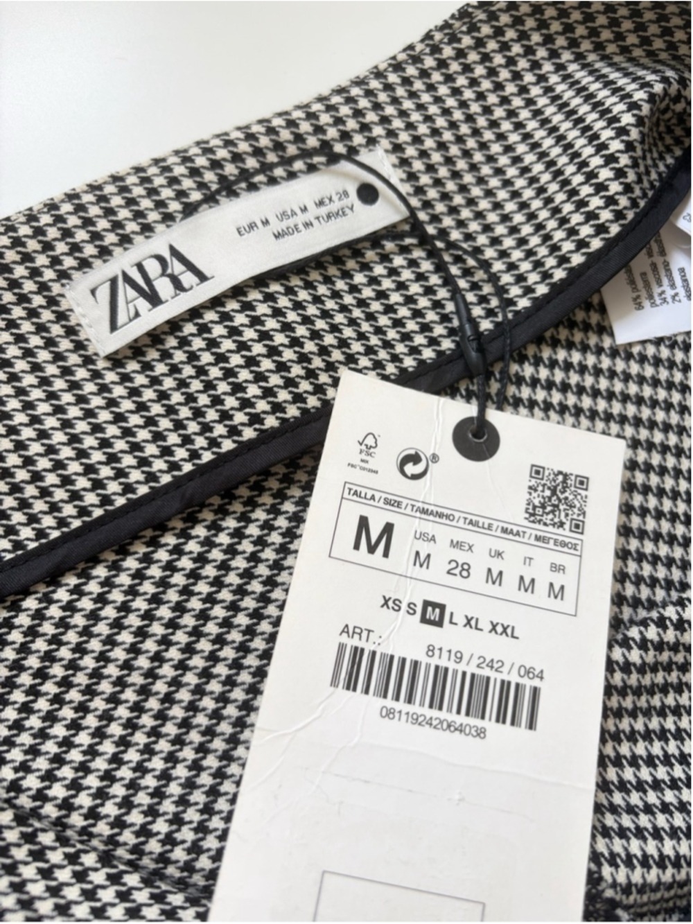 Zara Houndstooth High-Waisted A-Line Midi Skirt Size M - Picture 11 of 14